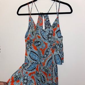 Printed Spaghetti-strap Romper